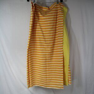 Vintage Dan River Sheet Muslin Yellow Striped Flat Unhemmed 81x104 Cotton Poly